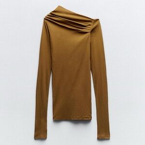 ZARA | Draped Asymmetric Shirt | M/Ocre